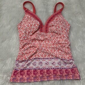 Cabana Life tankini Napa embroidered tankini swim top, size small new